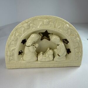 Gift Collection Ceramic Nativity Candleholder Unisex OS Cream‎ Good 1998 Vintage